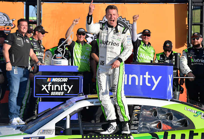 A.J. Allmendinger will be running full-time for the NASCAR Xfinity championship in 2024, as well as compete in select Cup races, including Sunday's (weather permitting) Daytona 500. (Photo by Logan Riely/Getty Images)